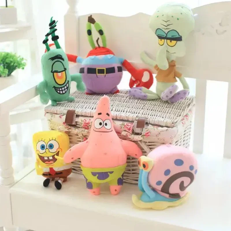 25cm SpongeBob SquarePants Plush Doll Anime Kawaii Stuffed Toy Stuffed Pillow Doll Creative Set of Plush Toy Doll Wedding Gift