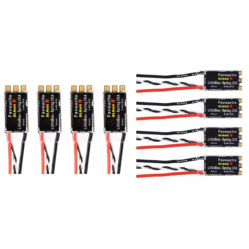 20a 4 peças 20a/30a esc blheli-s controlador de velocidade eletrônico suporte dshot600 para fpv rc drone multicopter quadcopter