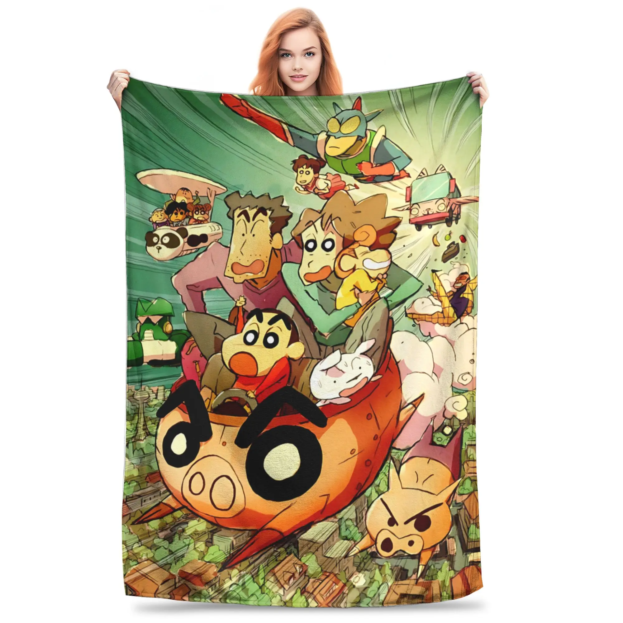 1PC home Cutecore Crayon S Shin chan  Blanket Super Cosy Plush Home Living Room Sofa halloween