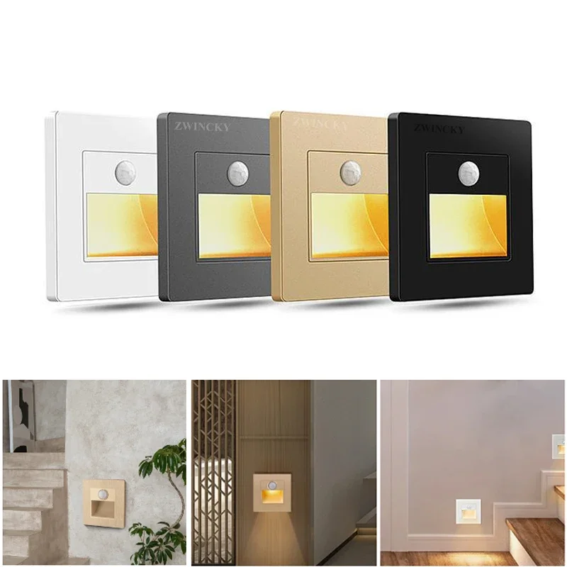 3W Night Light Intelligent Lamp Motion Detector Sensor LED Stair Light Recessed Step Lamp Ladder Wall Lamp Kitchen Foyer Aisle