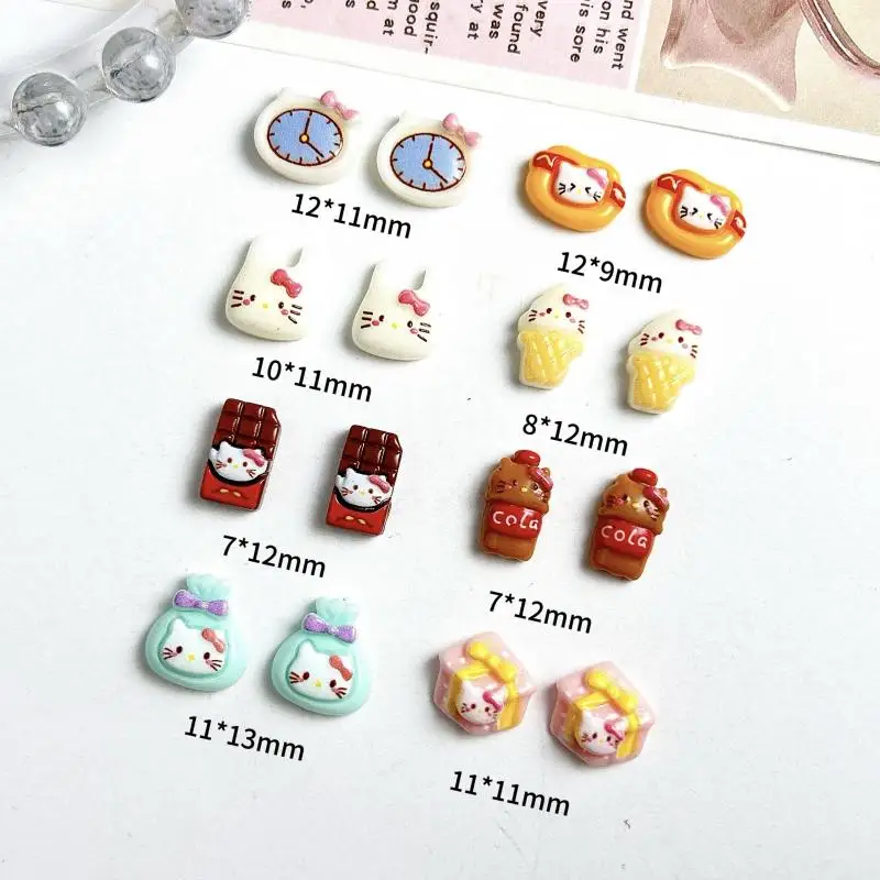 

Creative Alarm Clock Gift Box Cats Nail Charms Cartoon Cute Ice Cream Cola Hot Dog Snack Series Resin Nail Art Decorations DIY