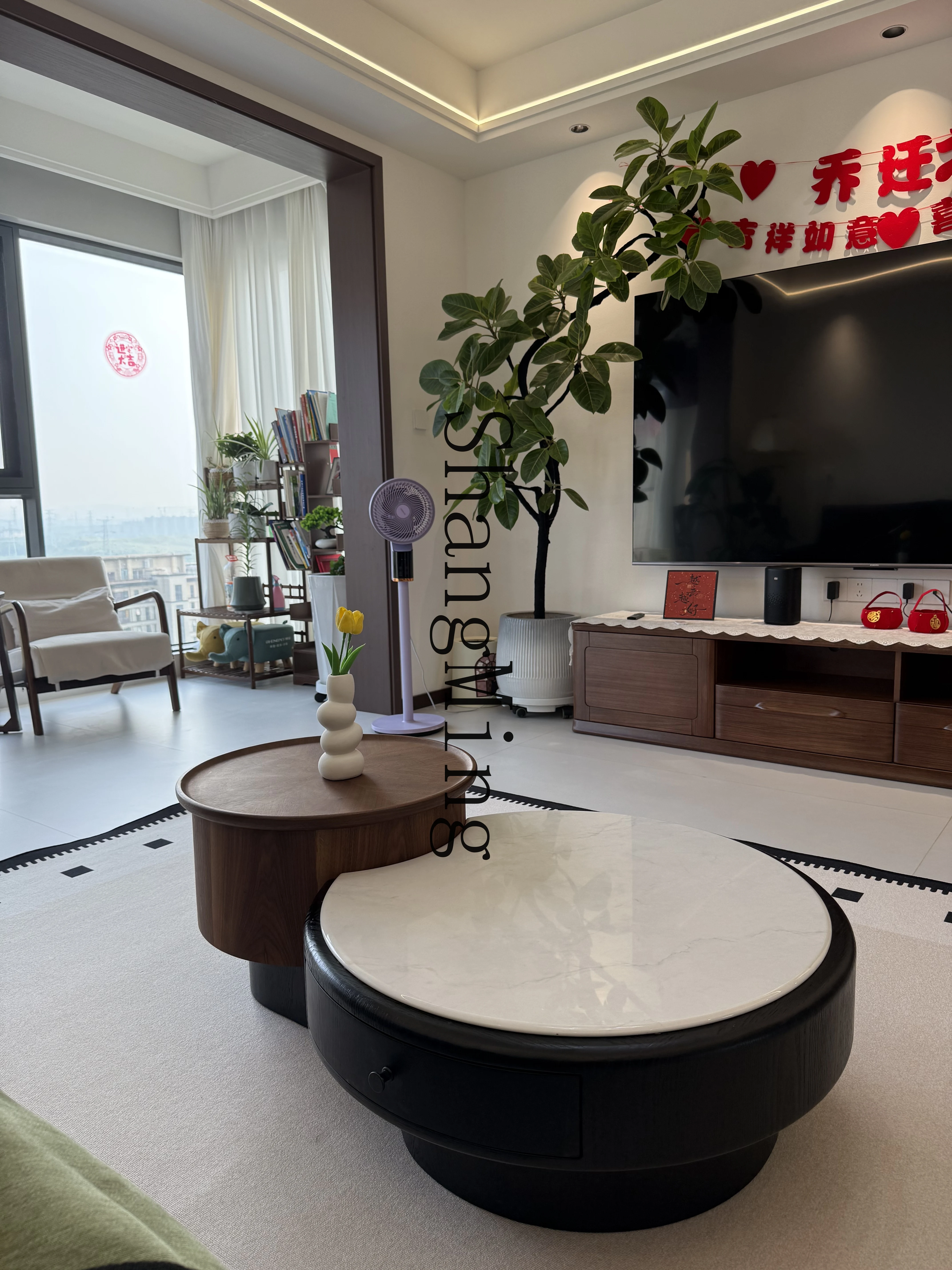 FG new minimalist coffee table light luxury high-end living room household round marble coffee table