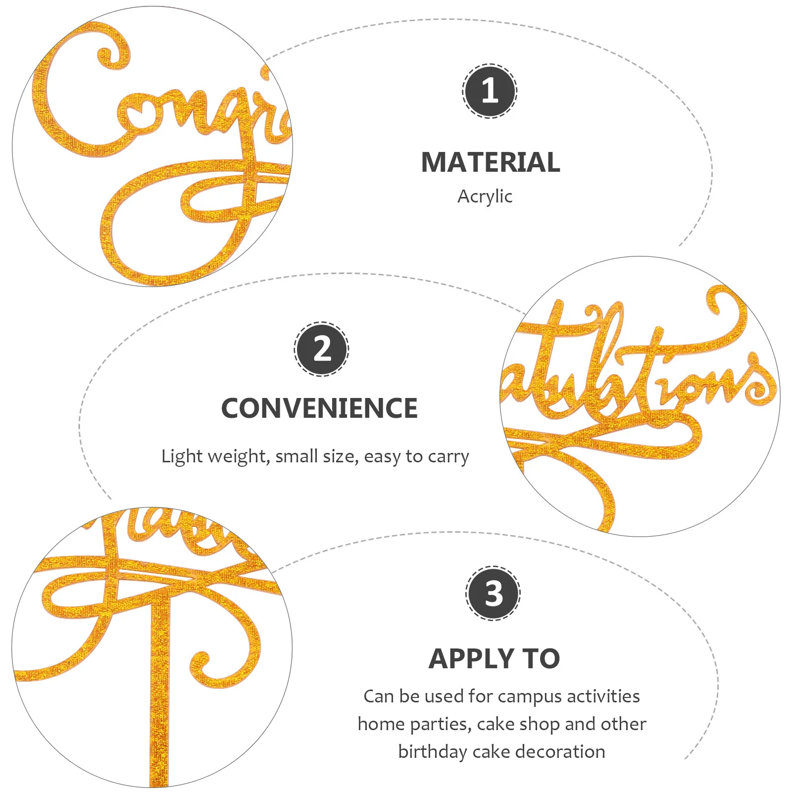 

5Pcs Acrylic Cake Decoration Picks Glitter Letter Design Graduation Party Cupcake Toppers Food Appetizer Fruit Picks