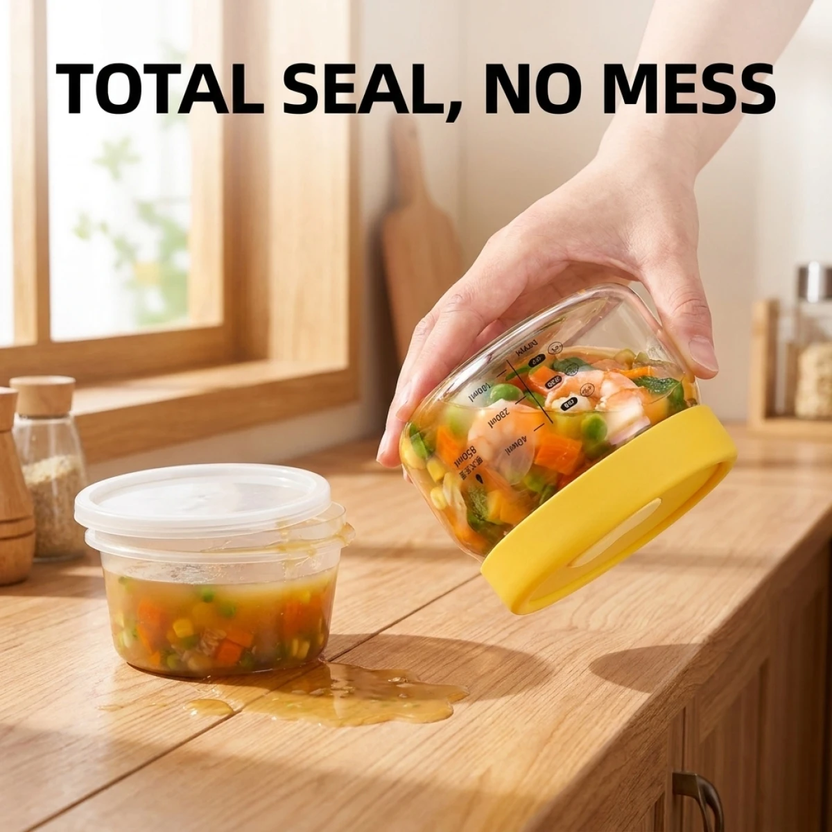 Food Storage Yellow - Contenitore in Vetro Ermetico per Alimenti