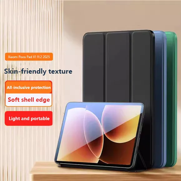 

Smart Tablet Case For Xiaomi Poco Pad X1 11.2 inch 2025 Poco Pad M1 12.1inch Trifold Leather Silicone Protective Cover