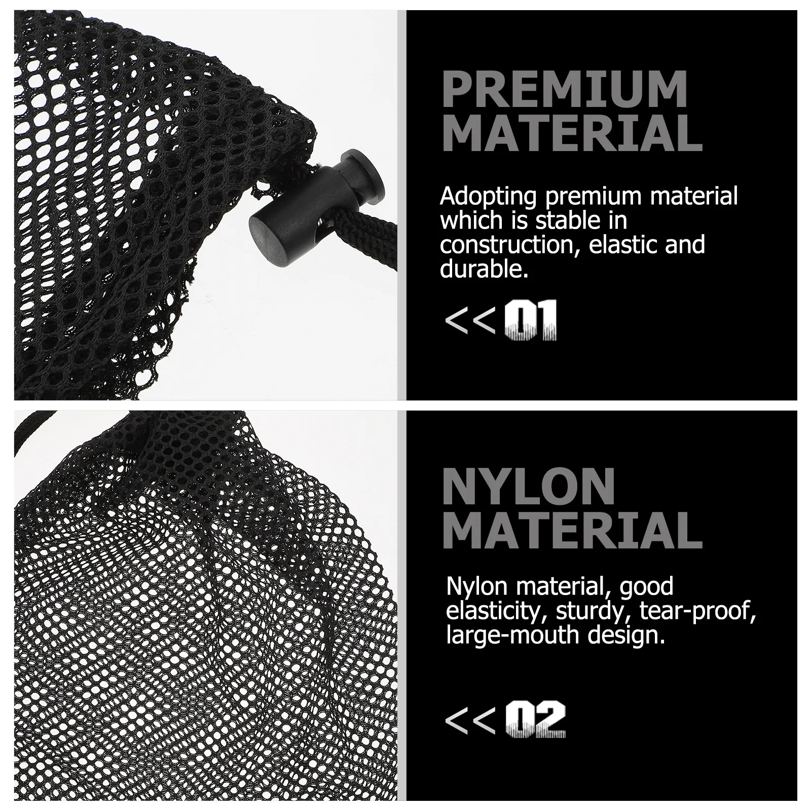2Pcs Golfs Ball Storage Bag Black Portable Drawstring Mesh Pouch for Sports Supplies Balls Protection Travel Carrying Holder