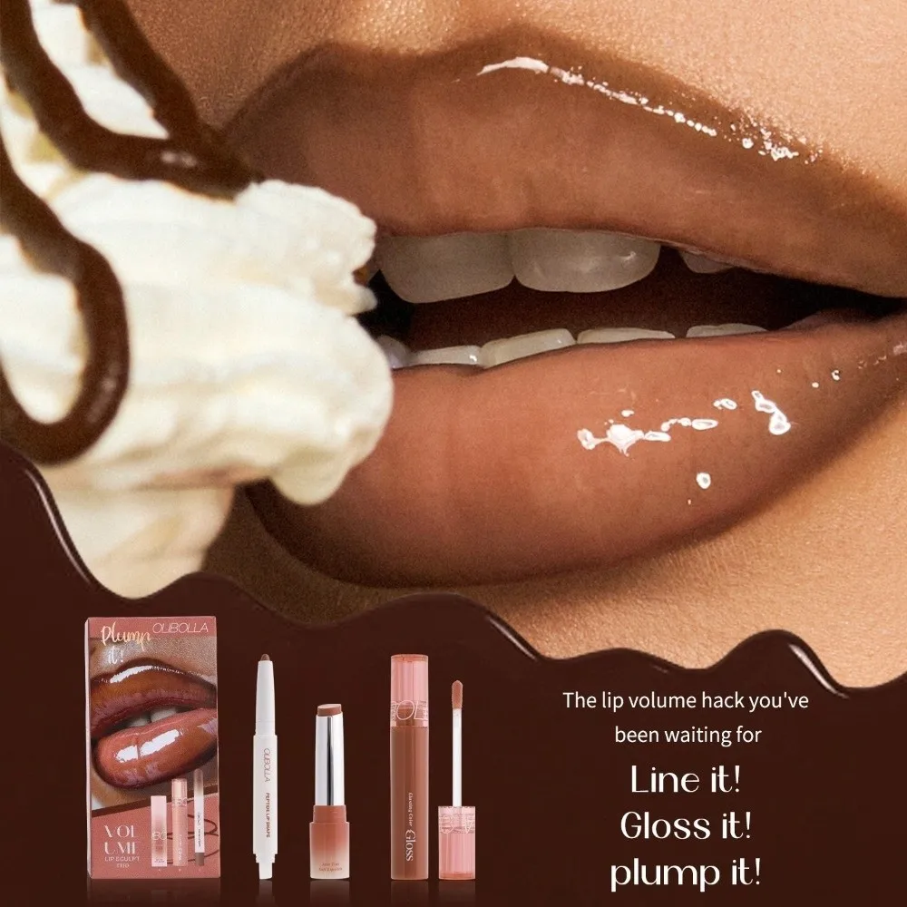 A Set New Waterproof Lip Liner Set Mirror Shine Long-Lasting Lipstick Set Hydrating Formula Lip Gloss Set Woman Makeup