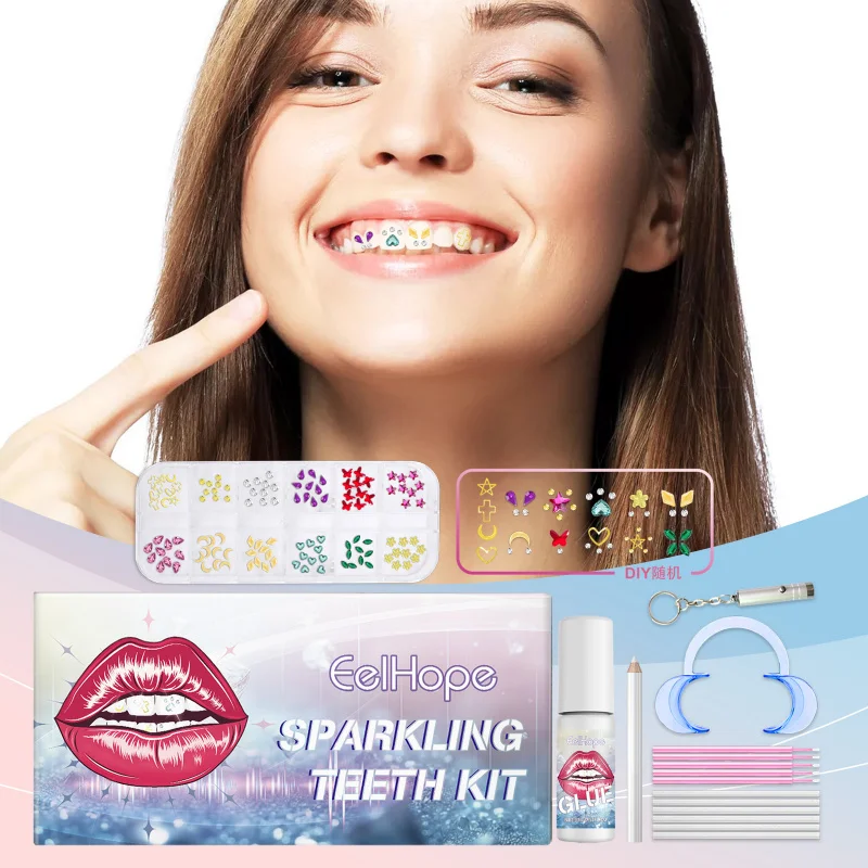 

Sparkle Tooth Gem Kit - DIY Fashion Dental Decor For Trendy Smile, With Acrylic Gems, UV-Curing Glue & Complete Tools