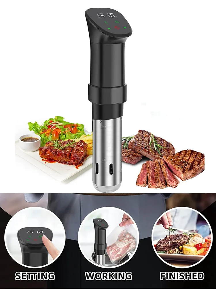 Cocina Sous Vide de 1100W, Circulador de Inmersión táctil LCD, cocina precisa IPX7, cocina al vacío impermeable con pantalla Digital