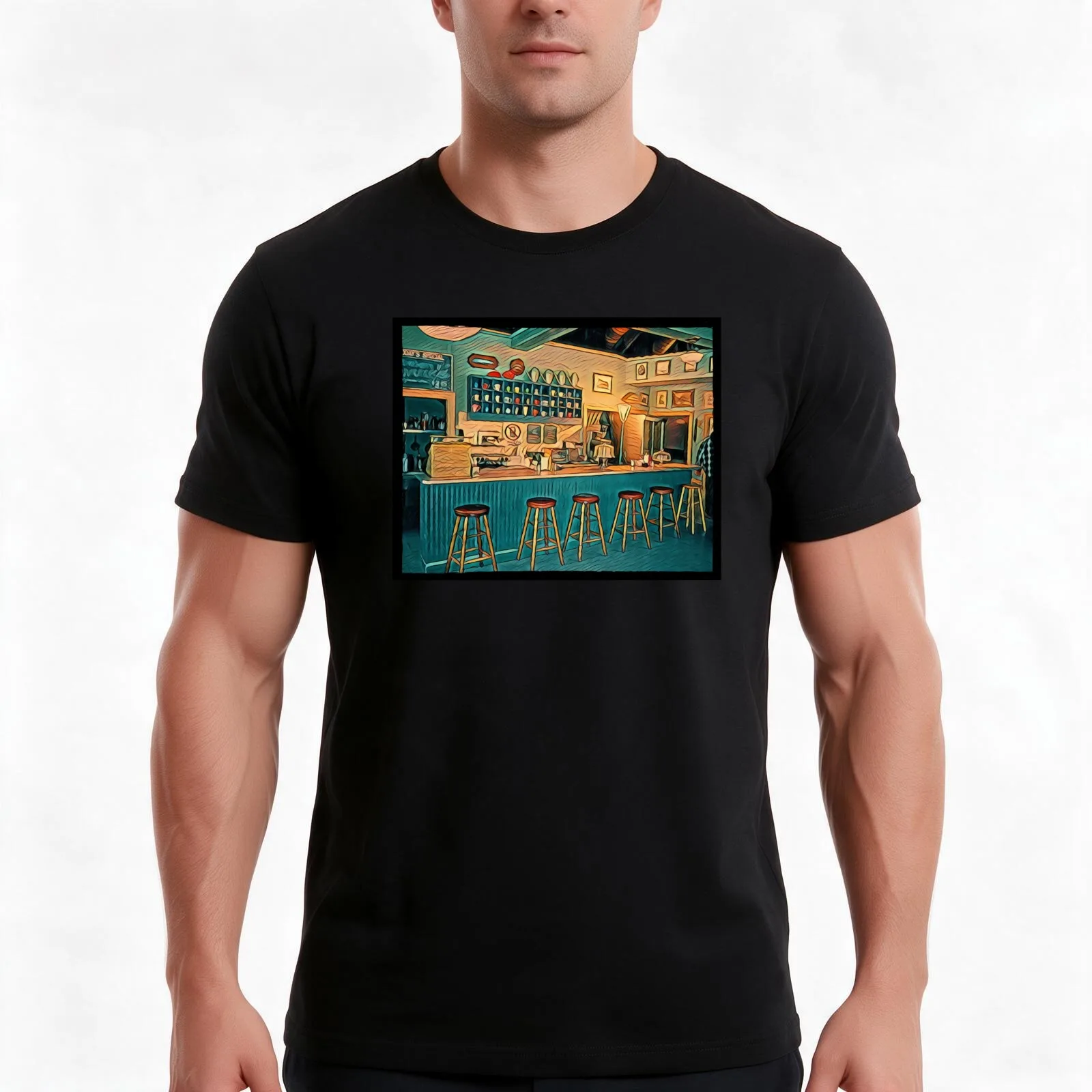 The Diner IV T-Shirt, Summer Casual Cotton Tee, Oversized Streetwear Tops, Vintage Graphic Print, Loose Fit Short Sleeve