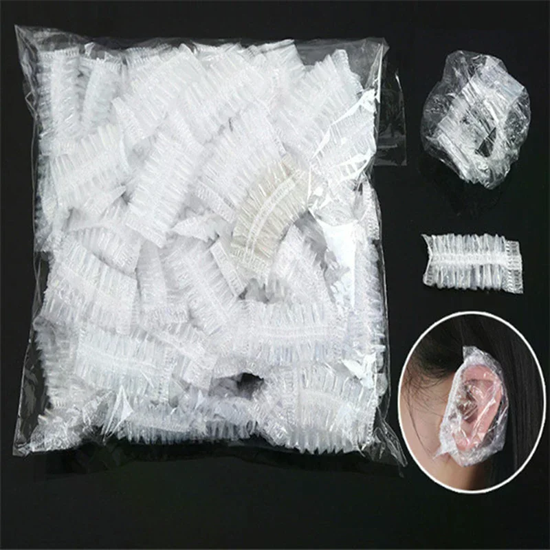 Disposable Ear Cover Waterproof Bath Shower Hair Dyeing Ear Protector Shield Earmuffs Caps Barber Tools Salon Accessories 100pc
