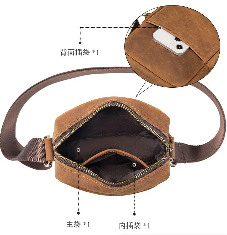 

2026 НОВЫЕ повседневные мужские сумки на плечо, деловая сумка-мессенджер, высококачественная мужская сумка Crazy Horse, мини-сумка большой вместимости с карманом