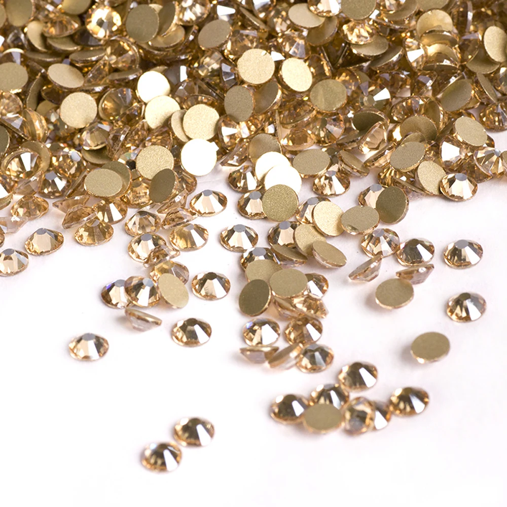 PUBRILEX Golden Shadow Glas Kristall Strasssteine Flache Rückseite Strasssteine Nagelkunst Zubehör DIY Kleidungsstück Dekoration – Detail 3