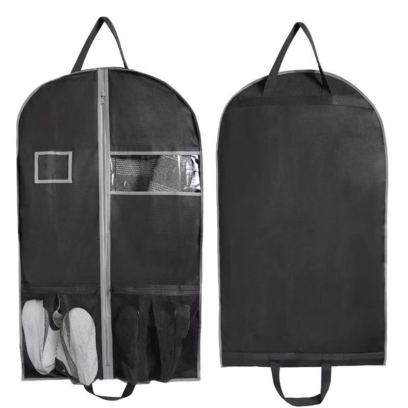 

Black Grey Suit Bags for Men Foldable Garment Bags with Pockets Hanging Clothes Bag for Travel Closet Storage Dress Dust Cover