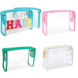 Clear Travel Make Up Cosmetic Storage Bag Pouches Transparent Letter Patches Waterproof Cosmetic Toiletry Bag Organizer Gift