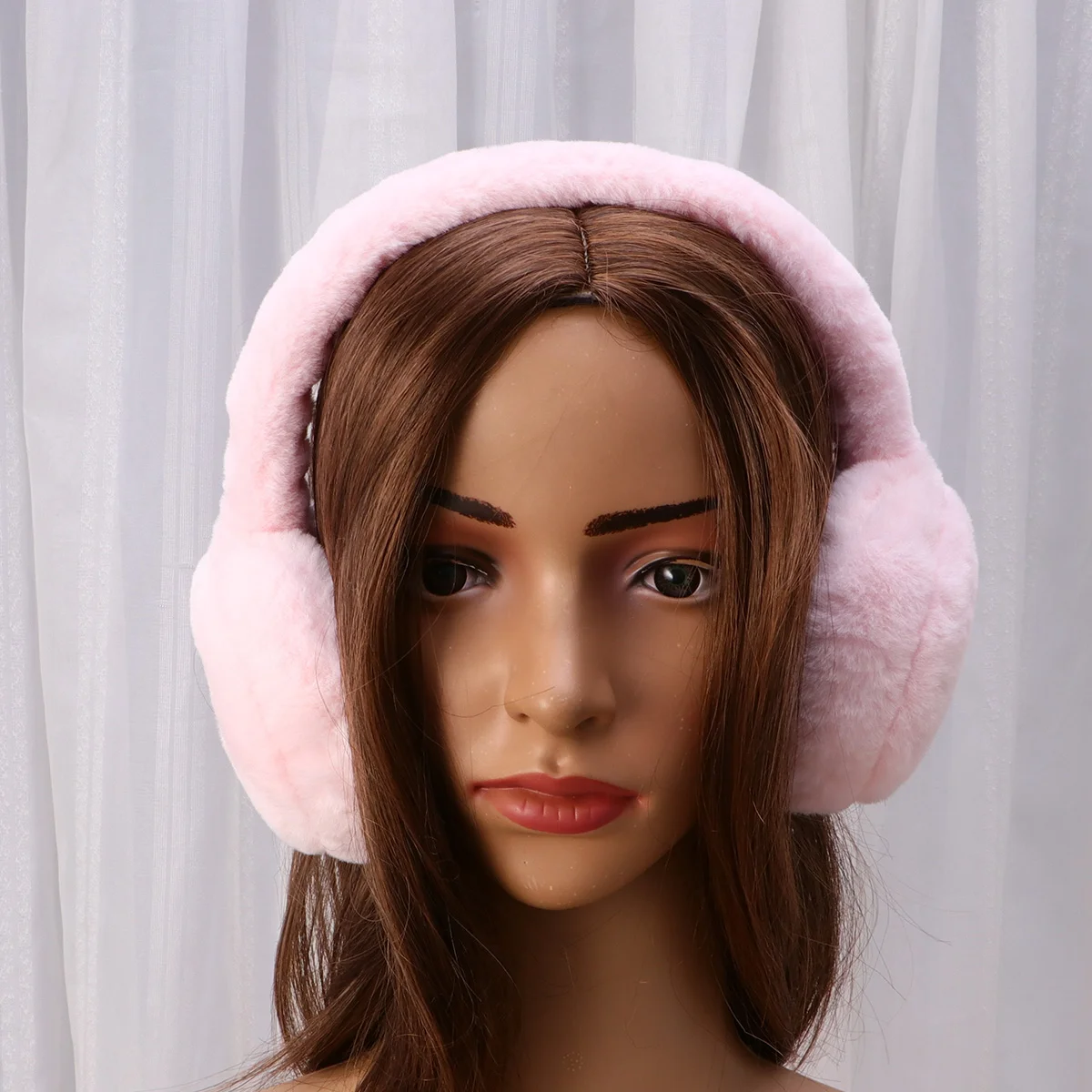 Fasce per capelli Scalda orecchie Cuffie invernali in peluche Copri muffin Nero da donna