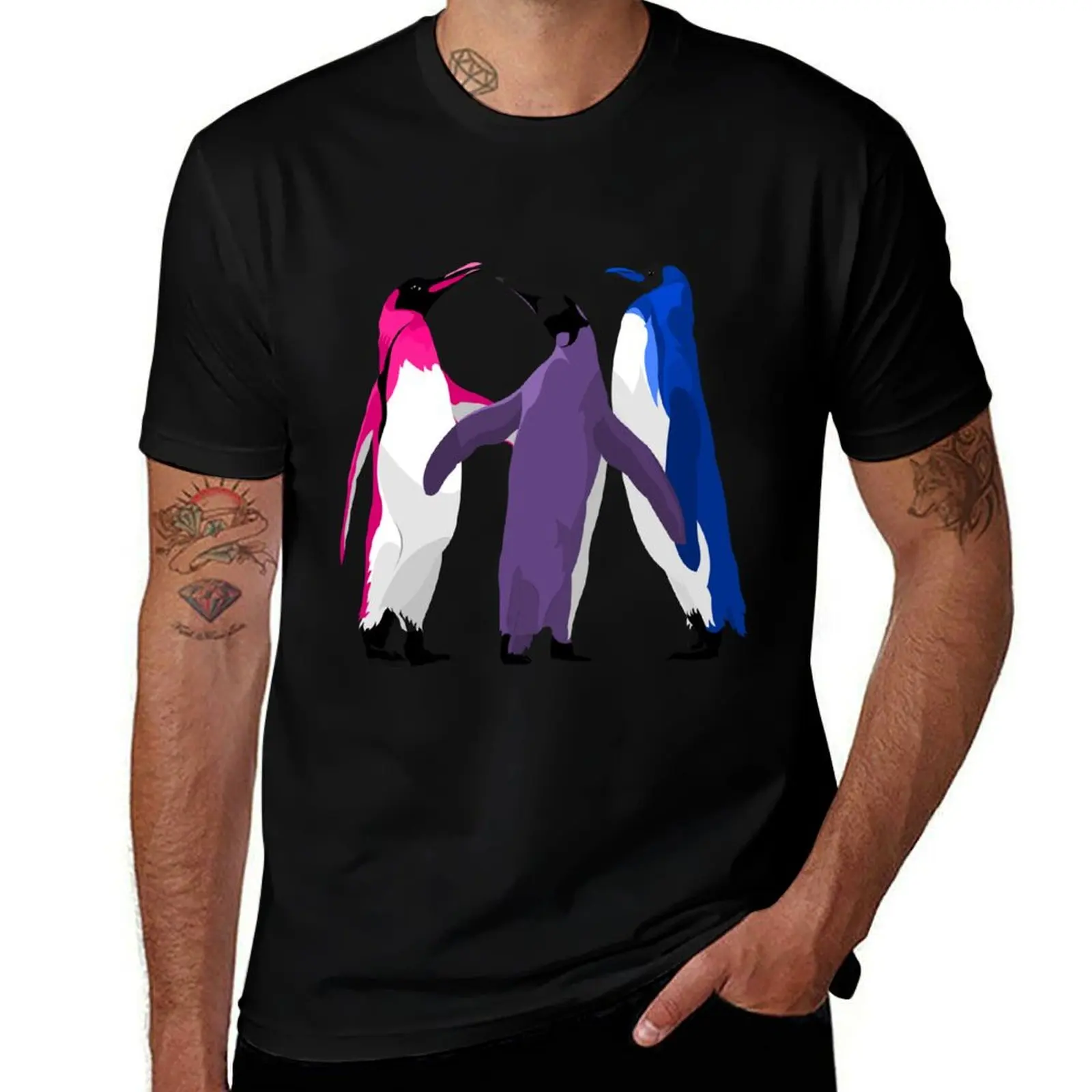 

Футболка Bisexual Pride Penguins, футболки из хлопка, 100% мужские футболки с рисунком, мужская роскошная футболка