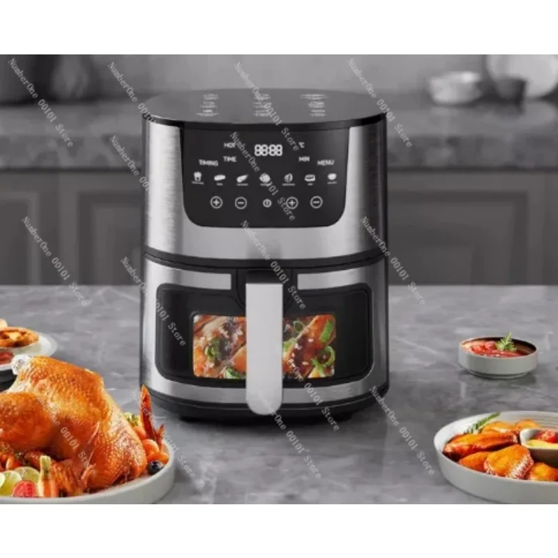 15L Stainless Steel Air Fryer Dual Heating Tubes Detachable Double Baskets for Oil Free Cooking Roast Bake Grill