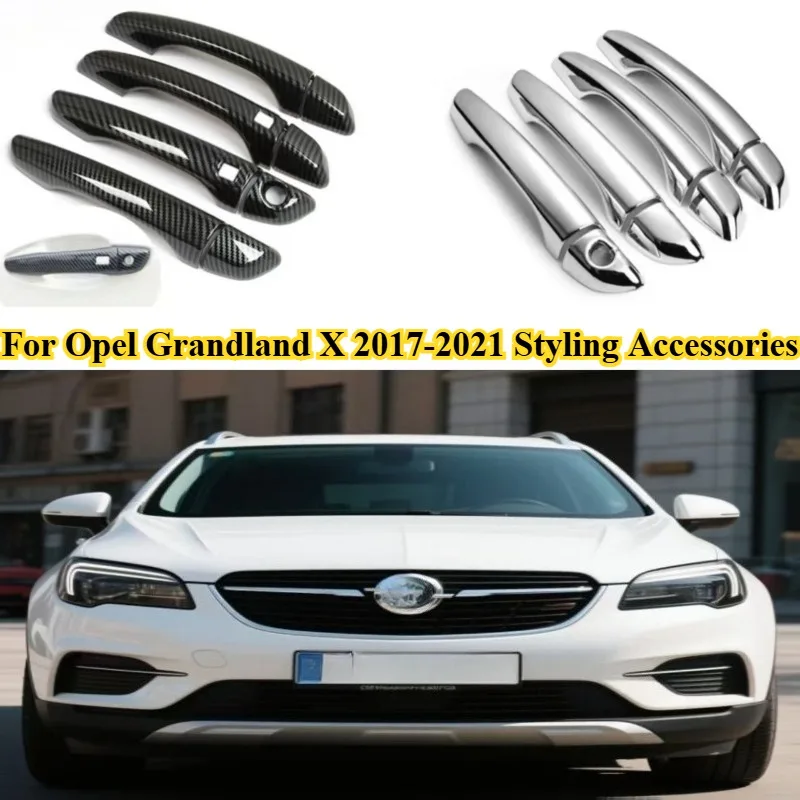 

4 шт., наклейка на дверную ручку автомобиля из углеродного волокна, 1 отверстие, 2 интеллекта для Opel Grandland X 2017-2021, аксессуары для стайлинга