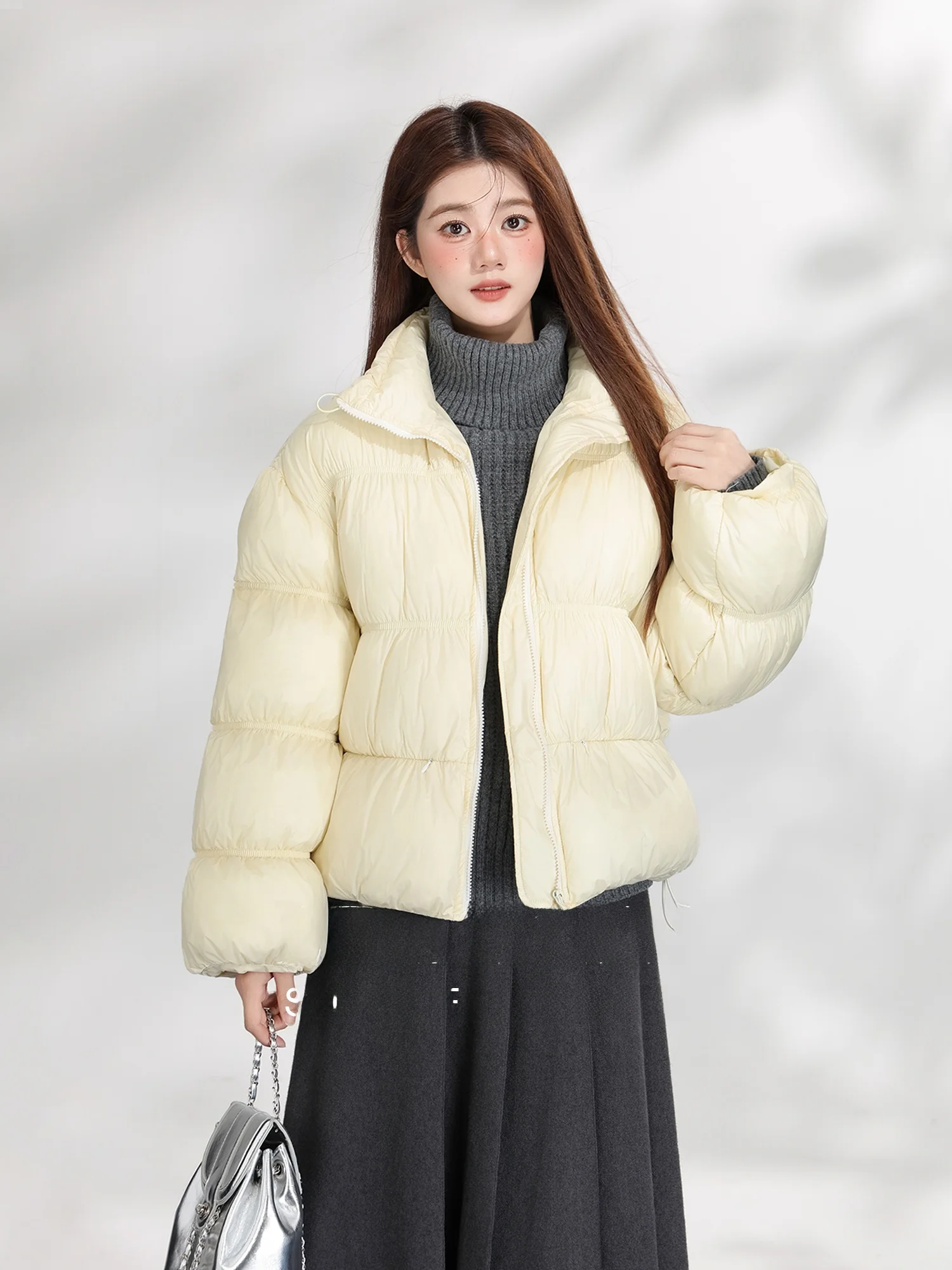 

Корейская утепленная куртка-пуховик из хлопка для женщин, новая зимняя свободная теплая верхняя одежда с воротником-стойкой на молнии