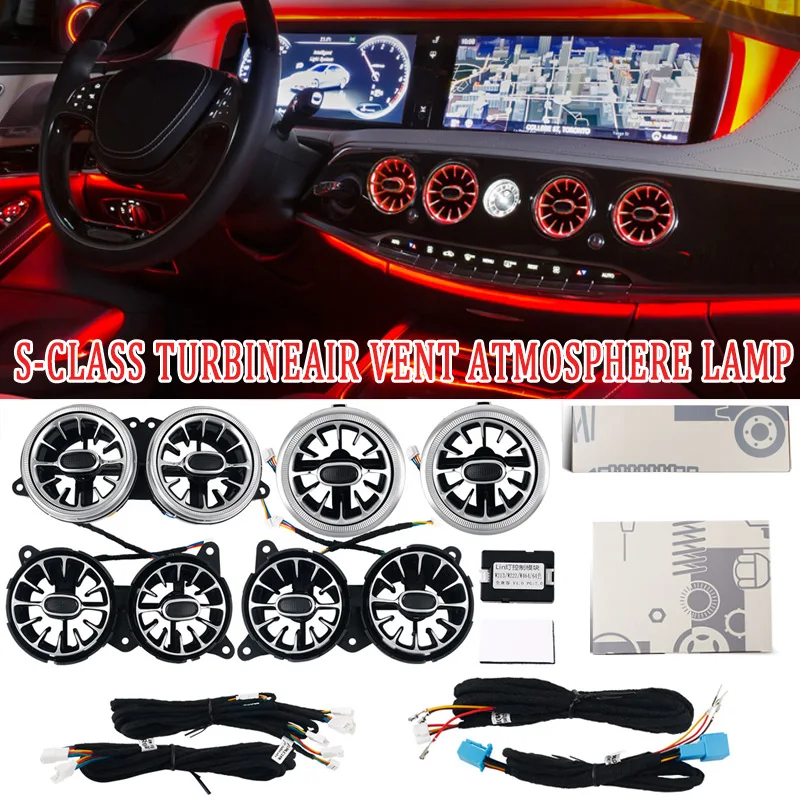 LED Turbine Air Vents Atmosphere Lights Car Control S-CLASS(W222) RGB 7 Colors 64 Colors For Mercedes Benz 2014-2017 2018-2020