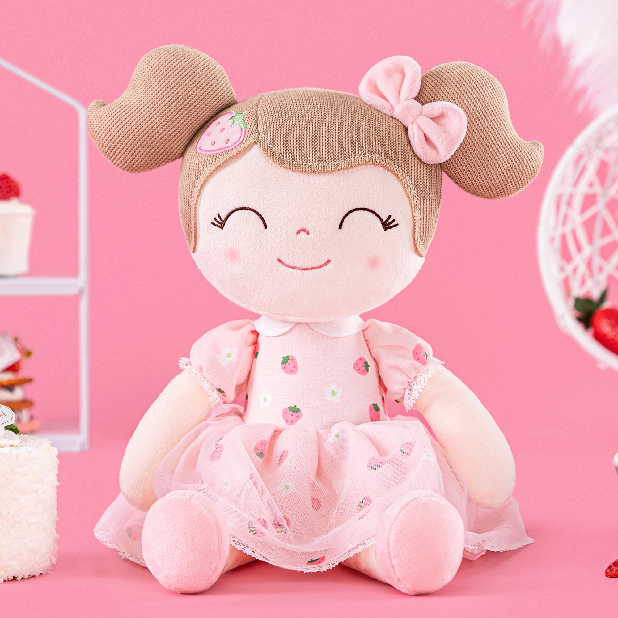 Gloveleya Plush Dolls Spring Girl Strawberry   Baby Doll Gifts Cloth Dolls Kids Rag doll Plush Toys Kawaii