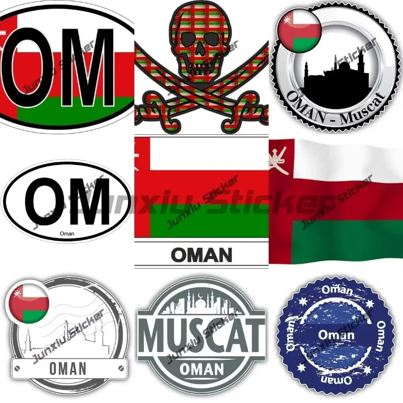 

Muscat Oman Seal Round Flag Vinyl Stickers Country Code OM Pirate Skull Sticker Phone Trunk Guitar Pickup Camper Bumper Window