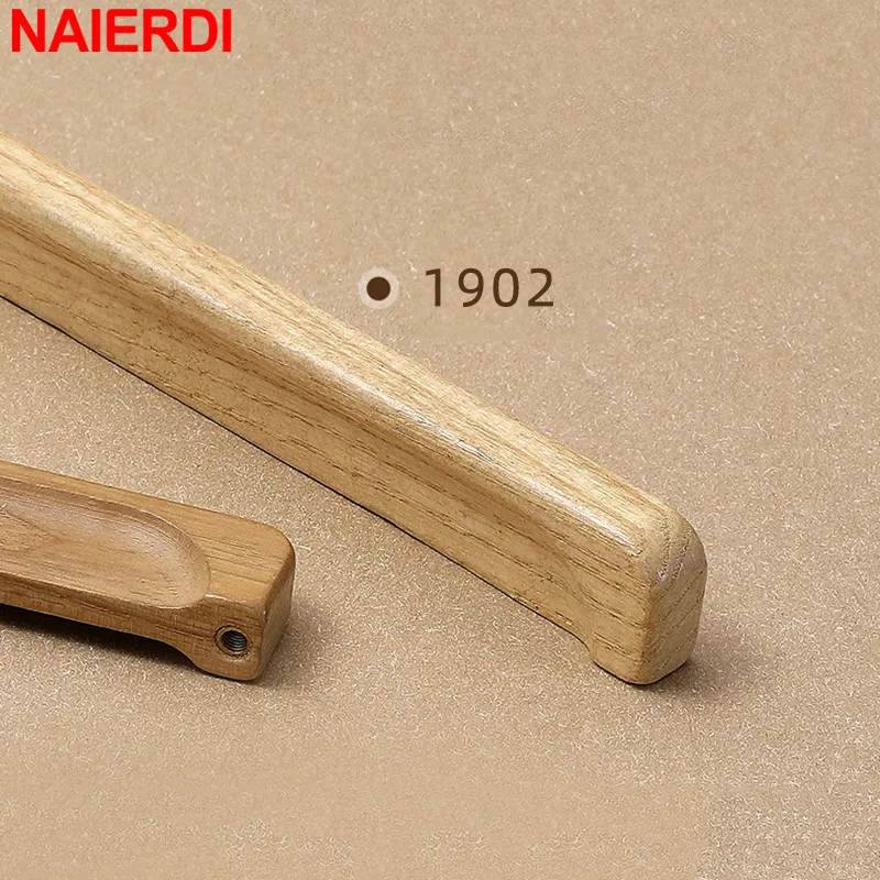 NAIERDI tiradores de madera de nogal, aleación de Zinc, perillas de armario de cocina de ceniza europea, tiradores de puerta de armario dorados, herrajes para puertas