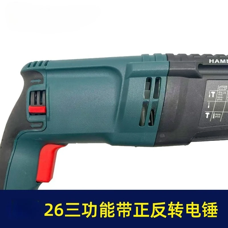 Model 010456 26mm 3-Function Rotary Hammer Drill with Forward & Reverse, Electric Impact Hammer for Concrete Drilling Chiseling