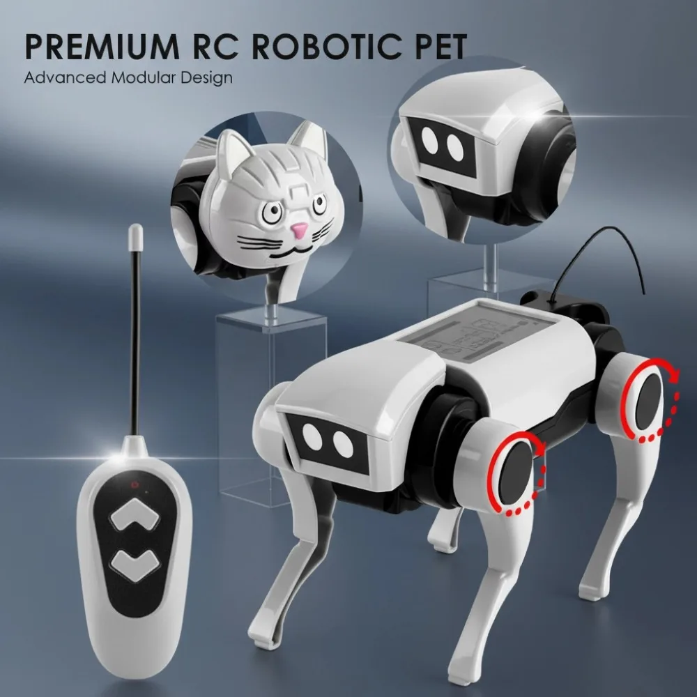 2-in-1 doe-het-zelf afstandsbediening robot speelgoed montage mechanische hond of kat dieren educatief speelgoed slim robot speelgoed cadeau voor kinderen