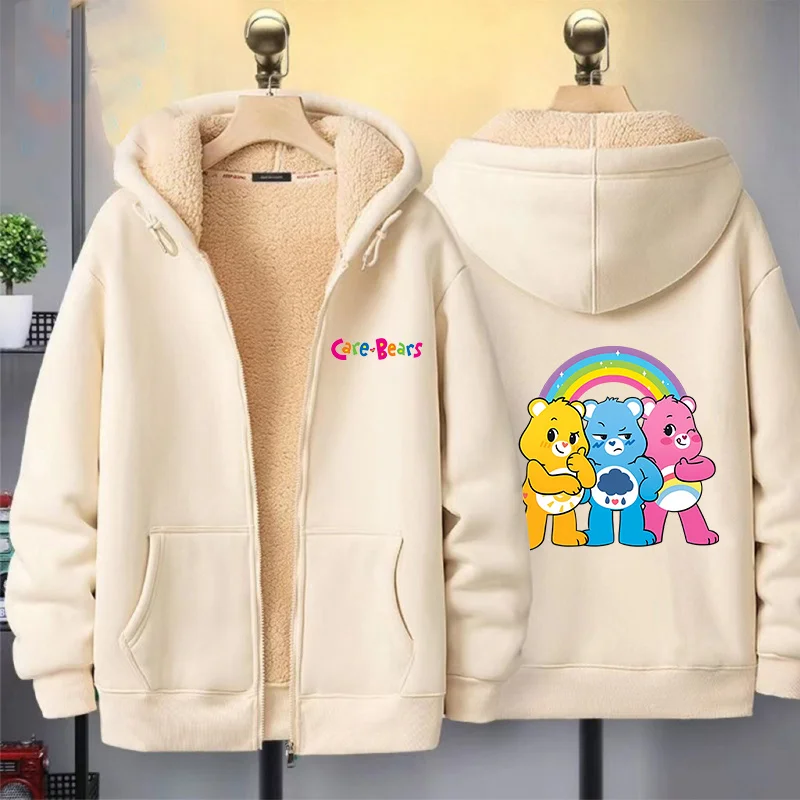 Caring Bears Frauen Jacke Mit Kapuze Sweatshirt Mantel Cartoon Anime Gedruckt Fleece Warm Zipper Kleidung Outwear Kleidung Geburtstag Geschenk