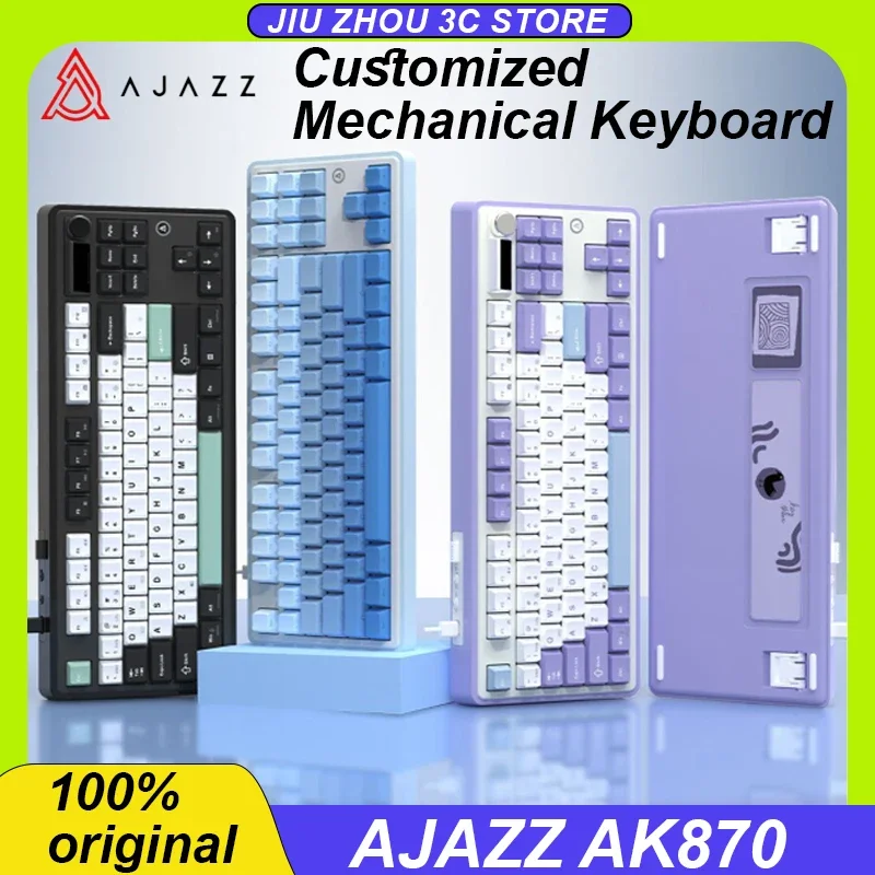 

Ajazz Ak870 Mechanical Keyboard Wired 2.4g Wireless Bluetooth Three Mode 84 Keys Gasket Hot Swap Rgb Customized Gaming Keyboard