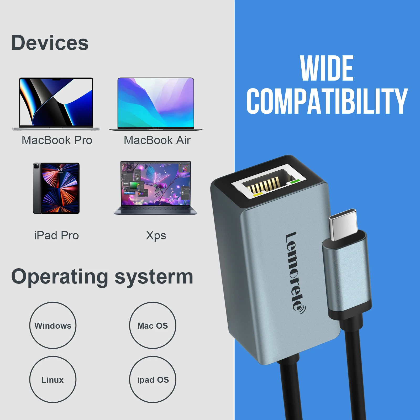 Сетевая карта Lemorele TC48 USB Ethernet адаптер USB 3,0 для Macbook USB C к RJ45 Ethernet адаптер для ПК ноутбука сетевая карта