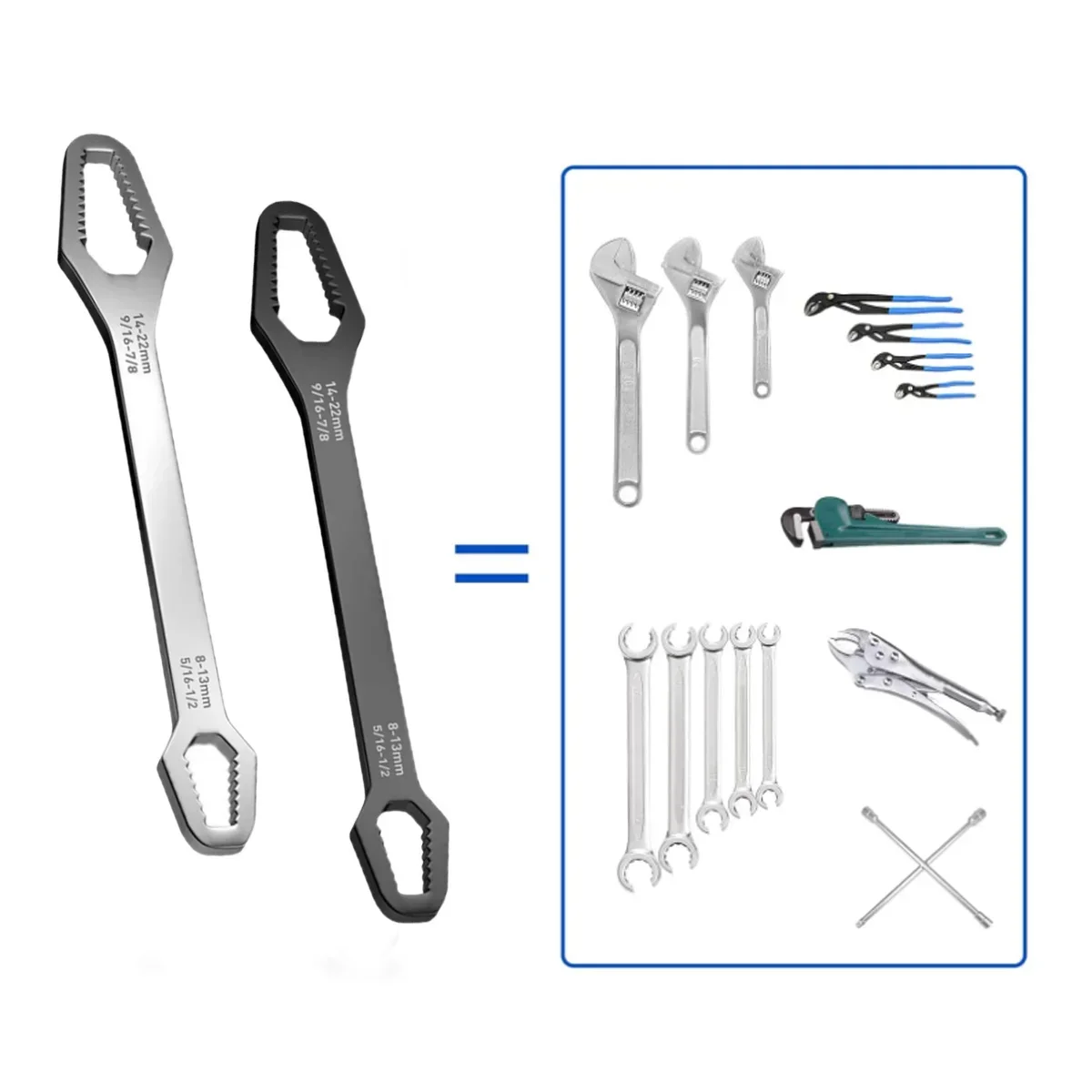 8-22mm Universal Torx Wrench Self-tightening Adjustable Glasses Wrench Board Double-head Torx Spanner Hand Tools for Factory