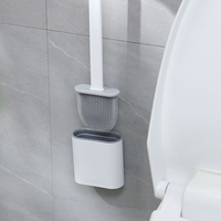 Detachable Non-dead Angle Silicone TPR Toilet Brush Flat Head Soft Bristle Bathroom Cleaning Household Silicone Brush Convenient