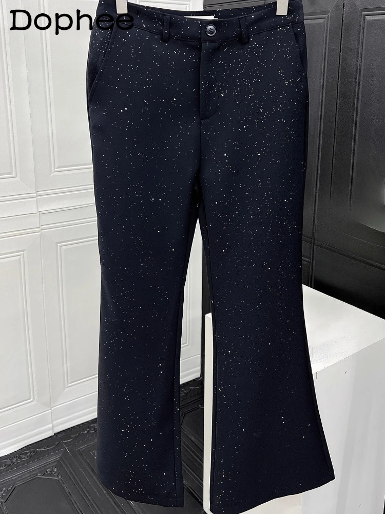 

Мужские осенние новые стильные брюки 2024, мужские модные свободные универсальные трендовые расклешенные брюки, элитные блестящие костюмные брюки со звездным небом