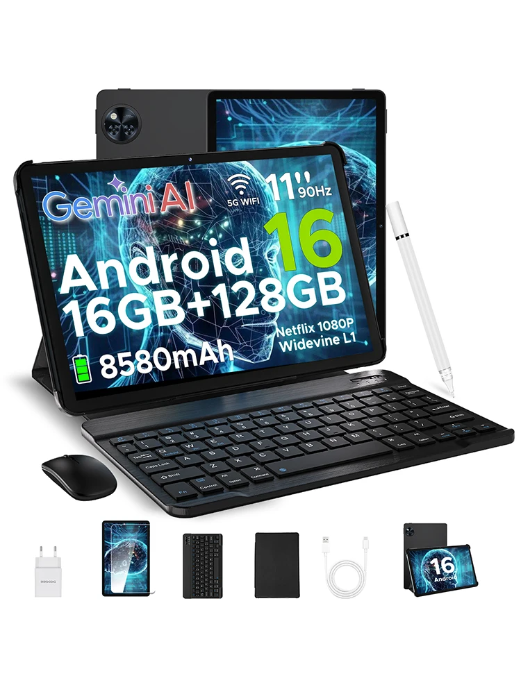 DOOGEE U11 Android 16 Tablet 11'' Ultra-Klares 90Hz Display 4GB RAM 128GB ROM 8580mAh Akku Dual-Lautsprecher Unterstützt Widevine L1