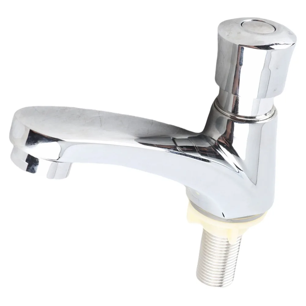 Commercial Grade Alloy Faucet Automatic Shut Off Self Closing Sink Tap Single Cold Push Switch Design Water Tap School