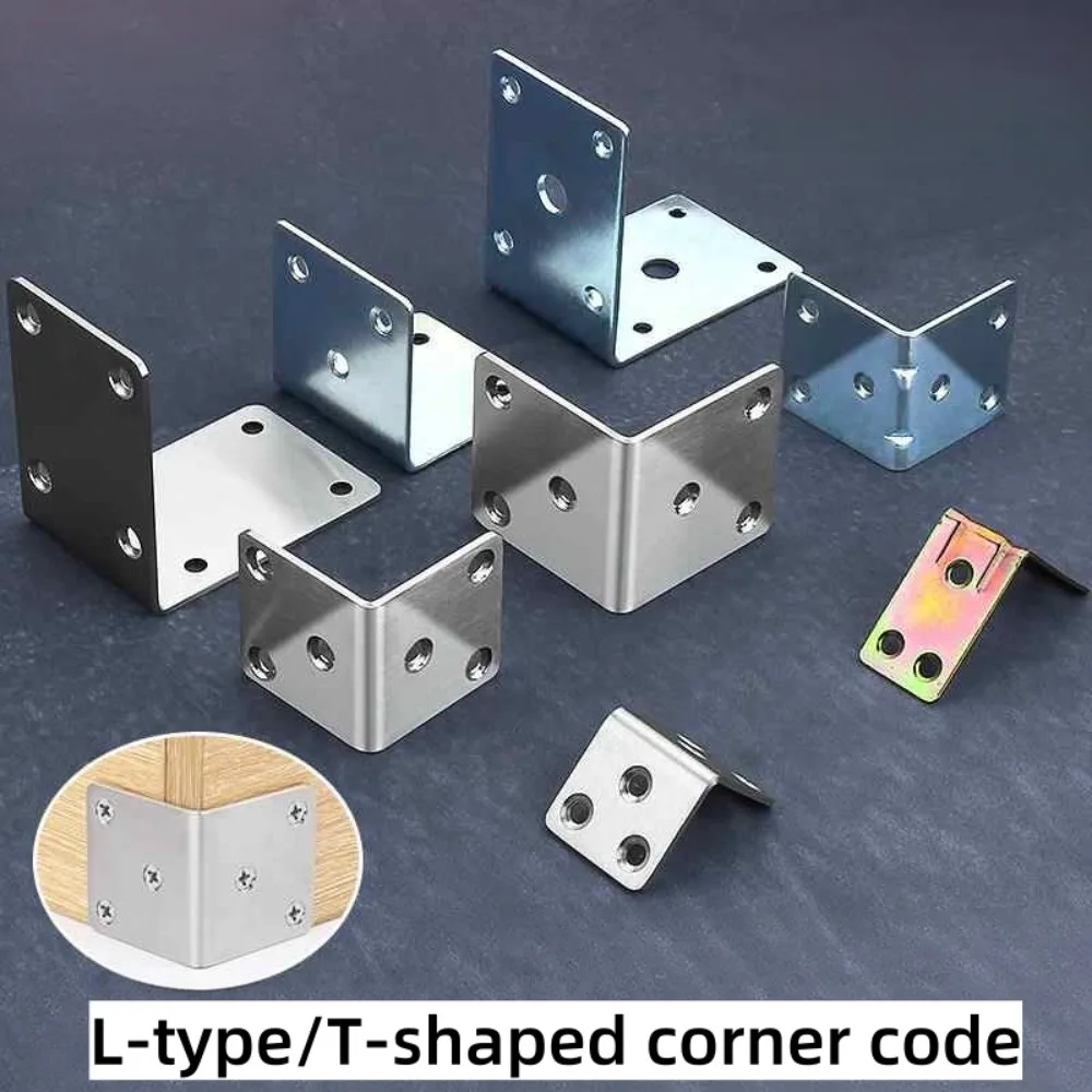 90 Degree Right Angle L‑Type Corner Code Bracket Stainless Steel L‑Shape Fixing Connector Furniture Bed Cabinet Shelf Corner