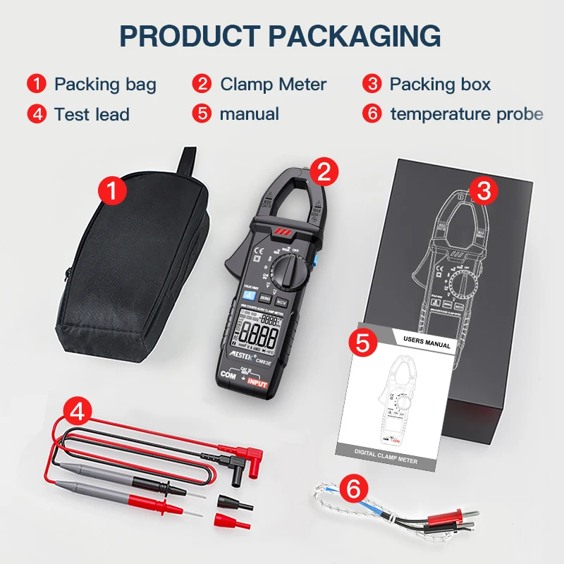 Mestek CM83E Clamp Meter 0-600A AC DC Current Pliers Ammeter True RMS NCV Current Clamp Data Zero Measure Live Diode Clamp Meter