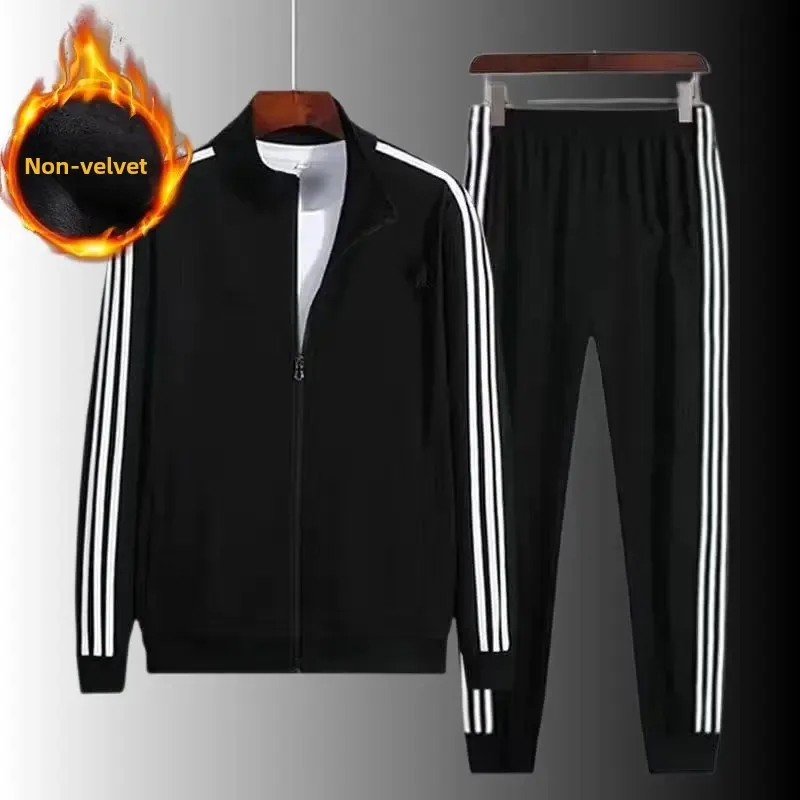 2023 New Fleece-Lined Couple Suit Three-Piece Fashionable Korean Style Casual Sports Slims Set For Men