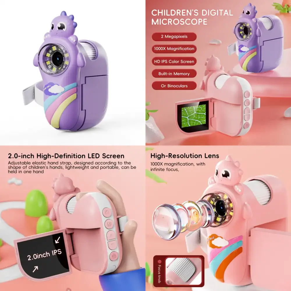

New Arrival Pink Purple Cute Kids Science Experiment Pocket Microscope Toy