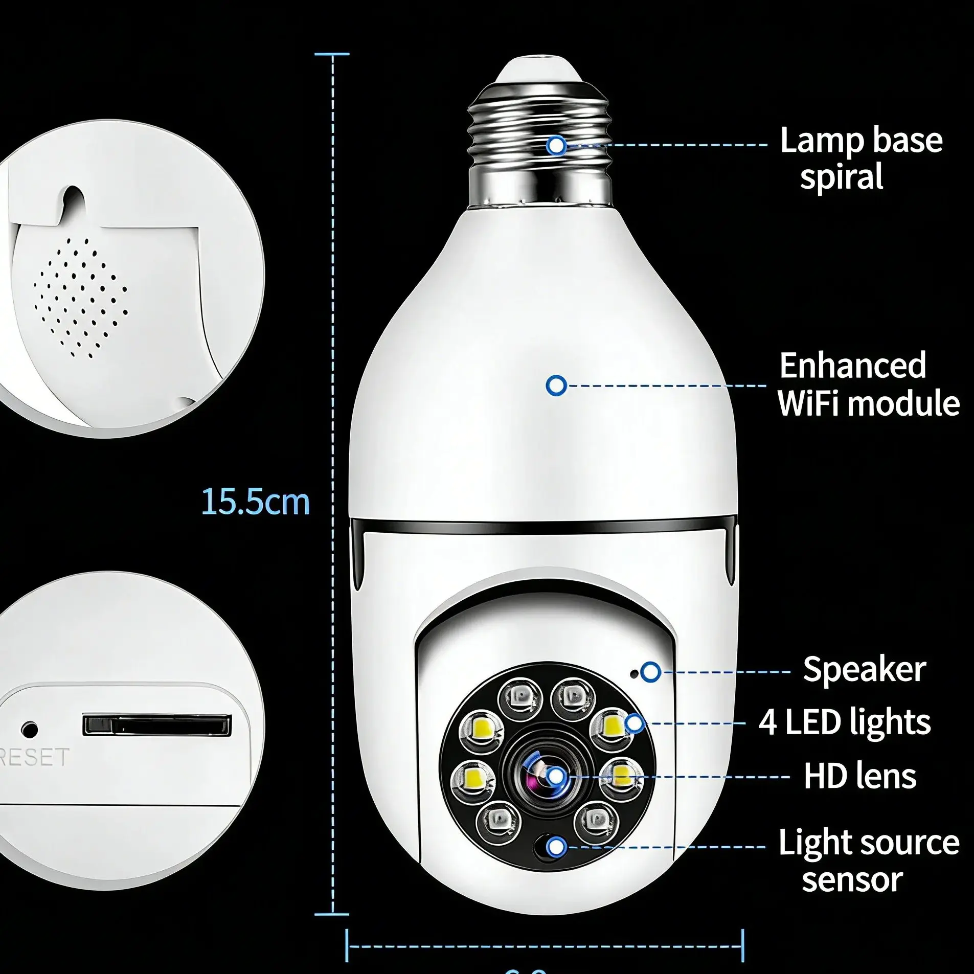 

1080P Auto Tracking Panoramic Camera Night Vision Bulb Wireless Wifi PTZ IP Camera Remote Viewing Canera Home Security Surveilla