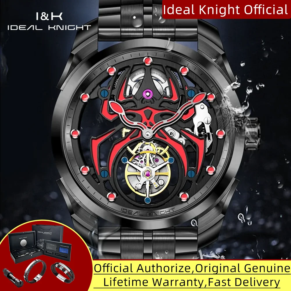 

IDEAL KNIGHT 6802, настоящие механические часы с турбийоном для мужчин, серия Luminous Spider Armor, ограниченная серия, роскошные мужские наручные часы