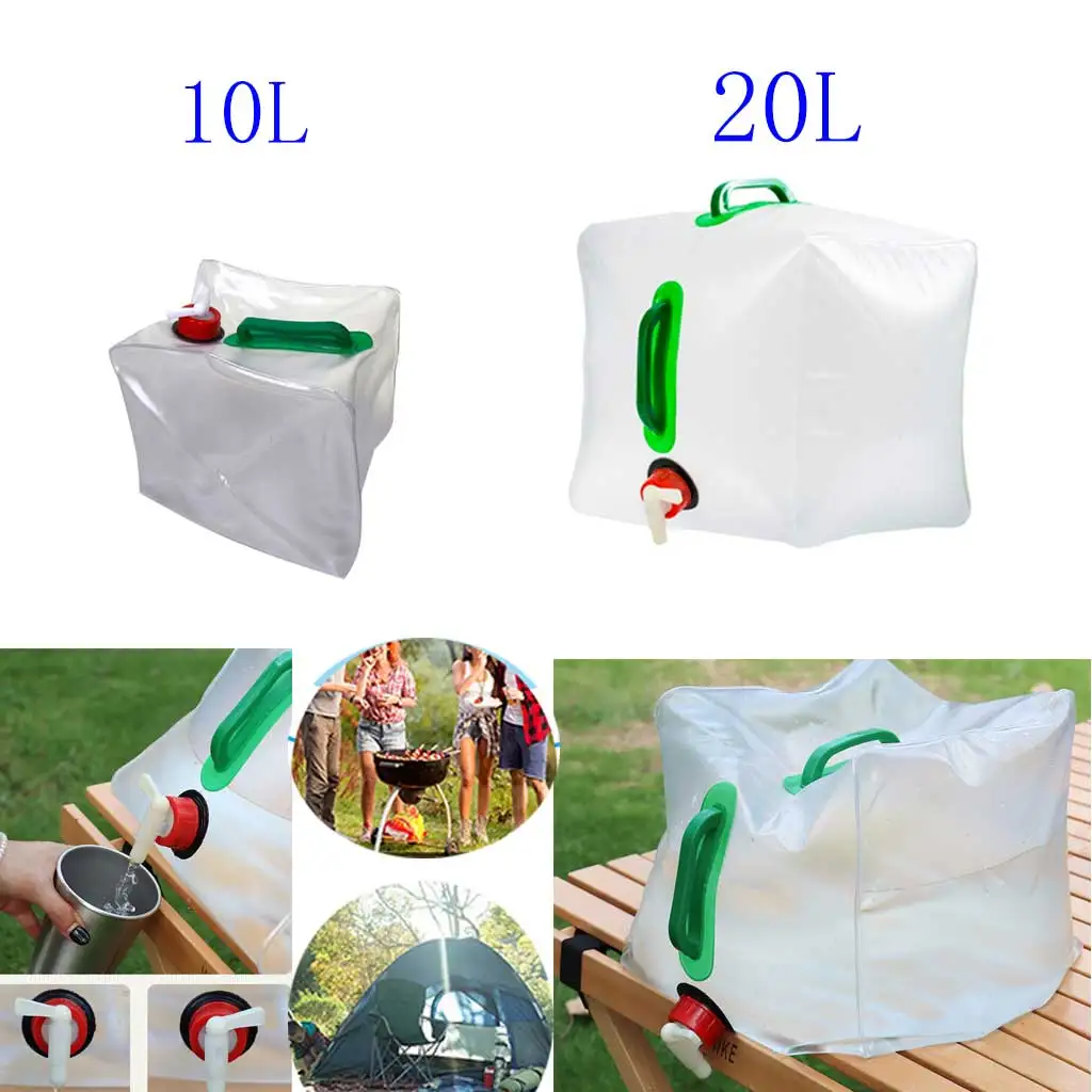 Sac à eau pliable 10L/20L, seau de transport d'eau pliable, conteneur d'eau extérieur pour le camping, la randonnée, le pique-nique, le barbecue, les voyages