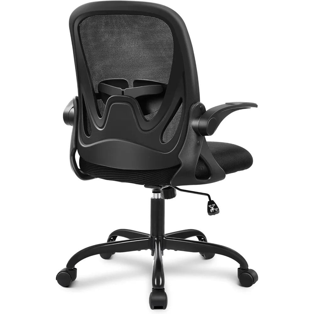 Ergonomic Swivel Mesh Computer Chair with Adjustable Lumbar Support and Flip-Up Armrests