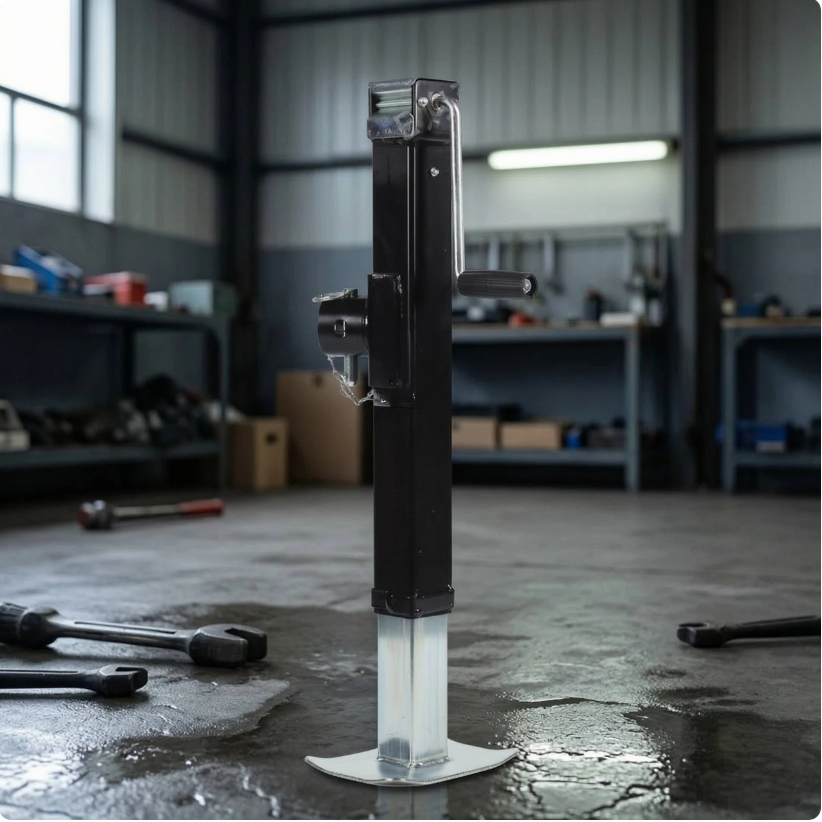Side-crank Trailer Jack Side-wind Manual Leveling Jack RV Support Base Plate for Trailer Parking and Stability view 6