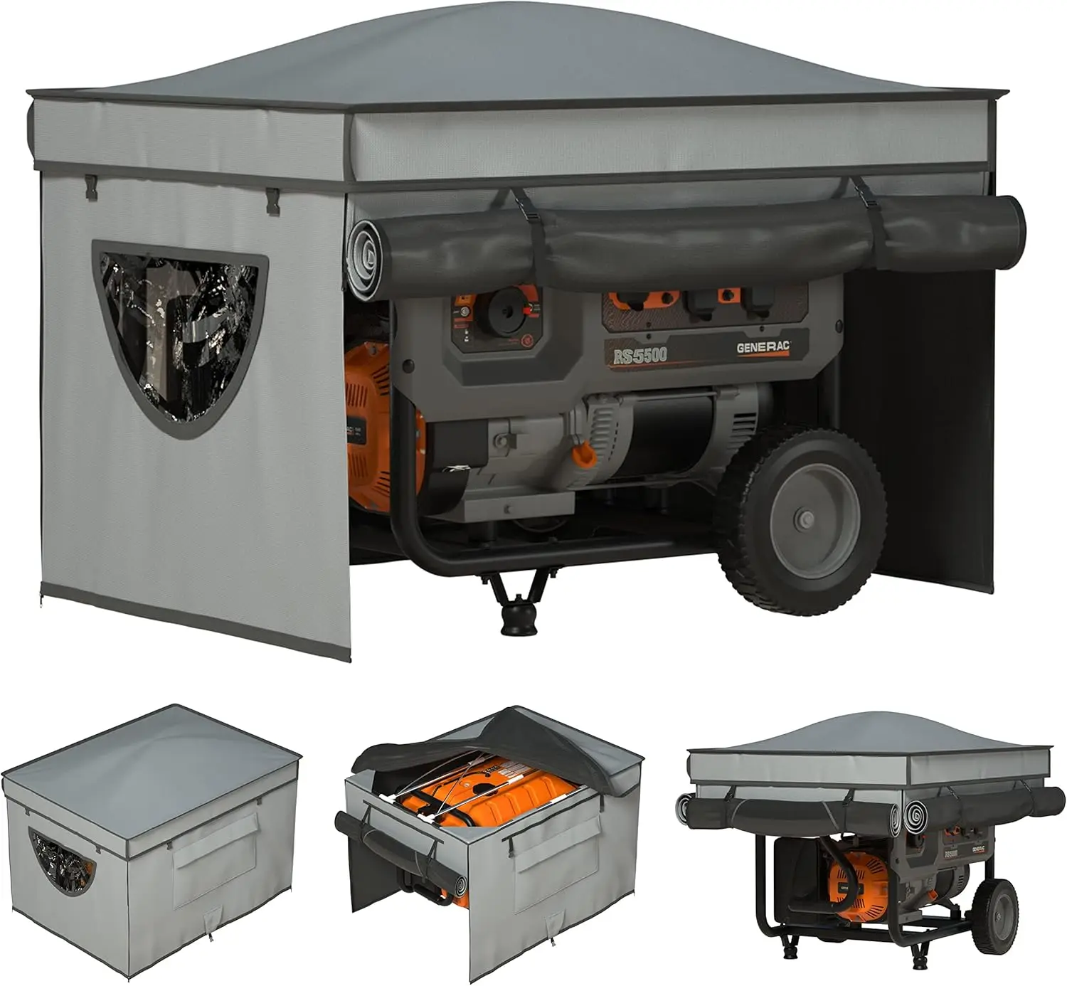 Universal Generator Tent With Bracket, Generator Cover While Running， Rooftop Design, No Water Accumulation, Heavy-Duty