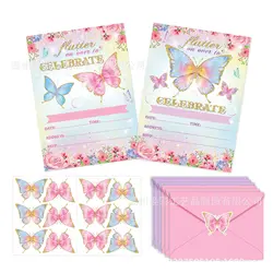 Colorful Butterfly Greeting Card Game Card Party Baby Holiday Birthday Positive Invitation Letter