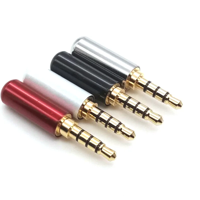 5pcs/Lot Mini Jack 3.5mm 4 Poles Male Plug Aluminum Shell Stereo 4Pin 3.5mm Wire Connector Heaphone Plug Earphone Jack Repair